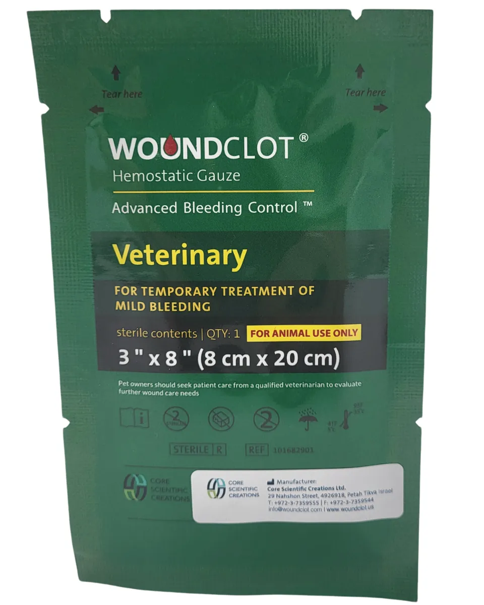 WoundClot™ Veterinary Gauze 8x20 cm