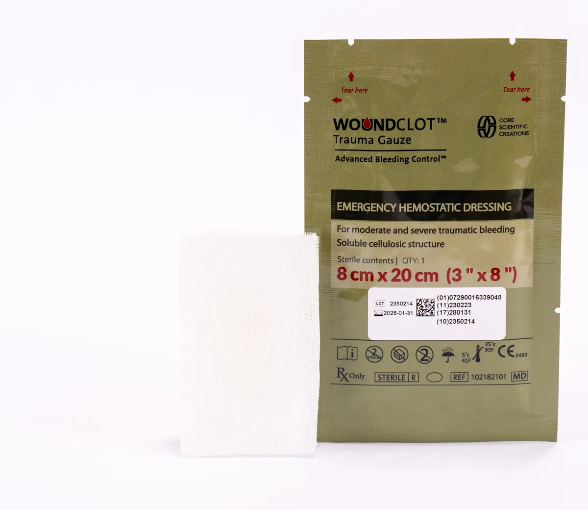 WoundClot™ Trauma Gauze 8x20 cm